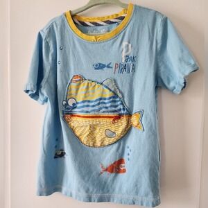 Kids 4t Jak Pirana Blue Boys Graphic Fish T Shirt Novelty Pocket Polish Nautical
